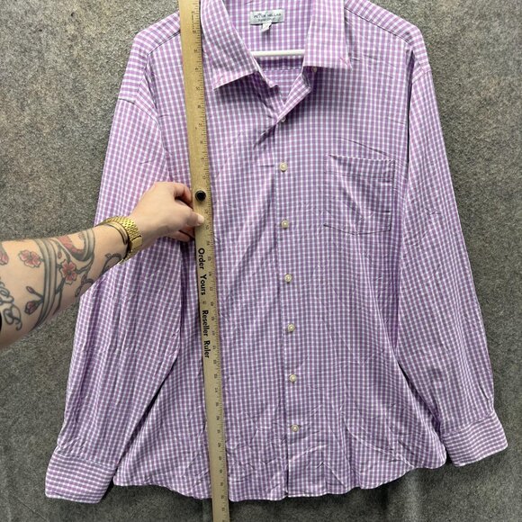 Peter Millar Shirt Mens XL Purple Check Summer Comfort Performance Golf - Picture 6 of 10